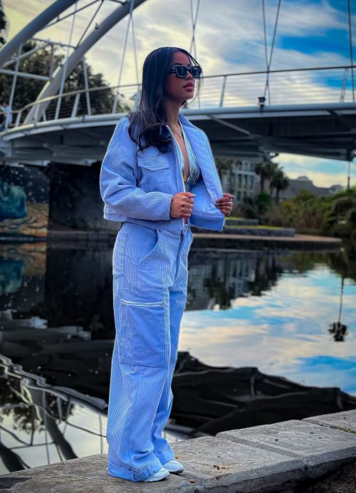 Corduroy Baby Blue Flared Pants