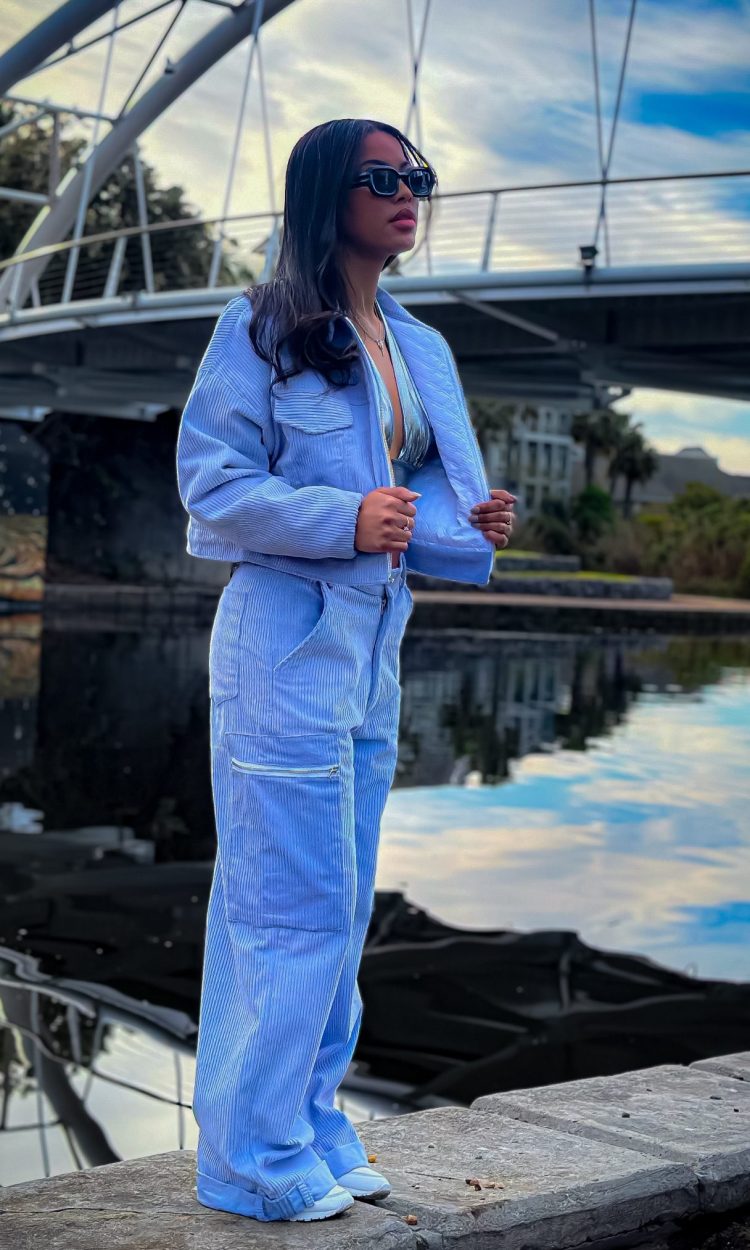 Corduroy Baby Blue Flared Pants